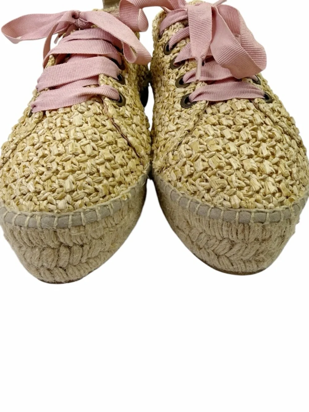 Manebi Yucatán Espadrille Platform Lace Up Raffia Sneakers Size 39 EU Shoes